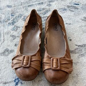 Abeo B.I.O. System Tabitha Womens Shoes 7N Brown Leather Ballet Bow Trim Flats